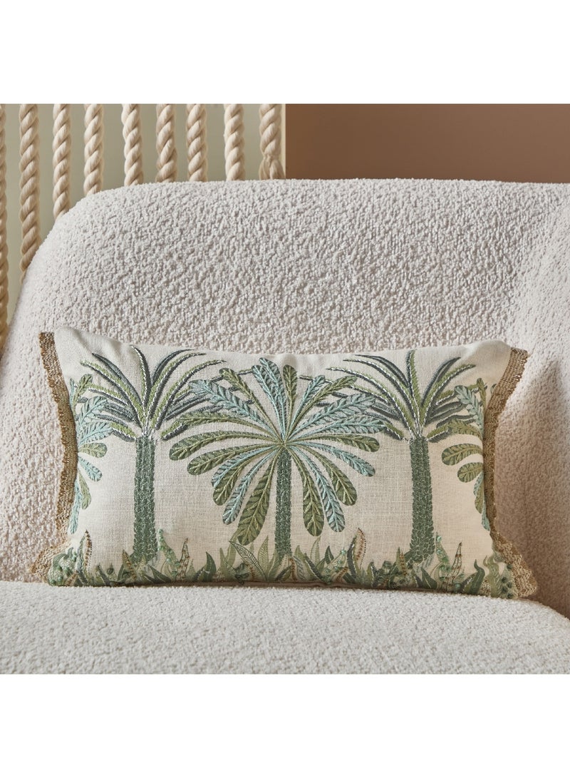 Home Box Cancun Palm Embroidered Filled Cushion 50 x 30 cm  - Image 1