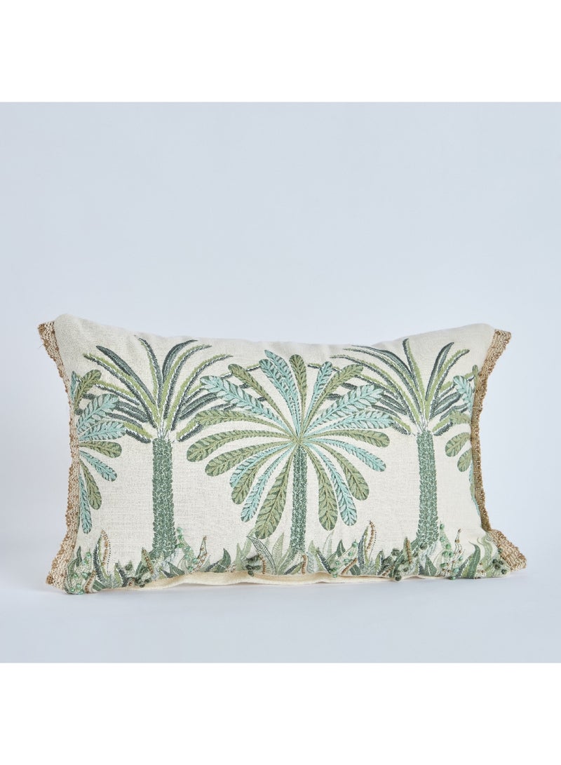 Home Box Cancun Palm Embroidered Filled Cushion 50 x 30 cm  - Image 4