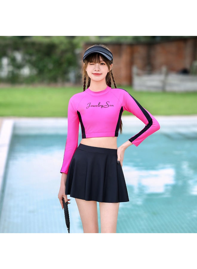 Women's Swimsuit 2024 New Conservative Split Boxer Swimming Pool Special Slimming Racing Long Sleeve Swimsuit 