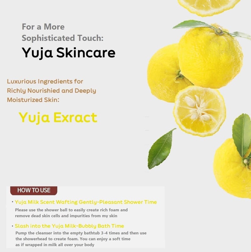 Kwailnara Yuja Milk Body Cleanser â€“ Korean Body Wash With Citrus Extract for Radiant, Refreshed Skin 560 g / 19.75 Fl. oz - Image 2