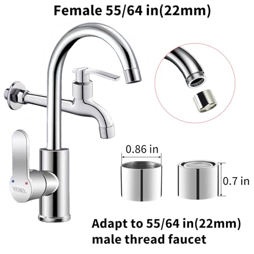 TSBSHum Bathroom Sink Aerator,2.2 GPM Faucet Aerator, Made of Solid Brass and Stainless Steel,55/64 Inch Female Thread Faucet Replacement with Gasket,For Kitchen and Bathroom,4PCS(Silver) - Image 2