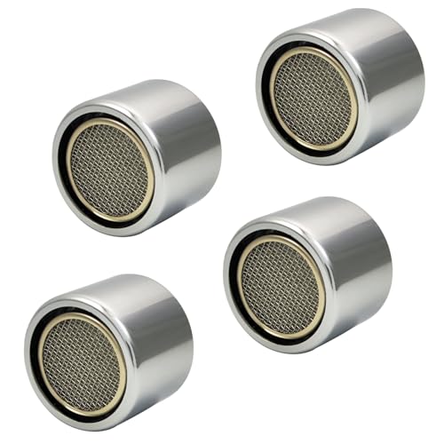 TSBSHum Bathroom Sink Aerator,2.2 GPM Faucet Aerator, Made of Solid Brass and Stainless Steel,55/64 Inch Female Thread Faucet Replacement with Gasket,For Kitchen and Bathroom,4PCS(Silver) - Image 1