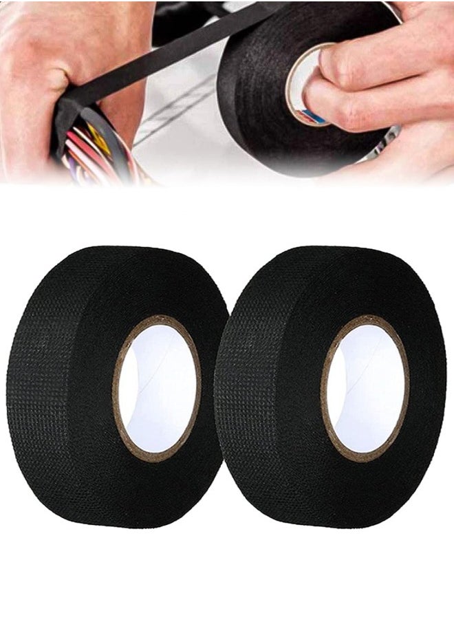 Generic Automotive Harness Tape, 2 Rolls Wires Fabric Tapes High Temperature Resistance Insulation Fastening Tape Wire Loom Tape, 0.74 in × 49ft  - Image 1