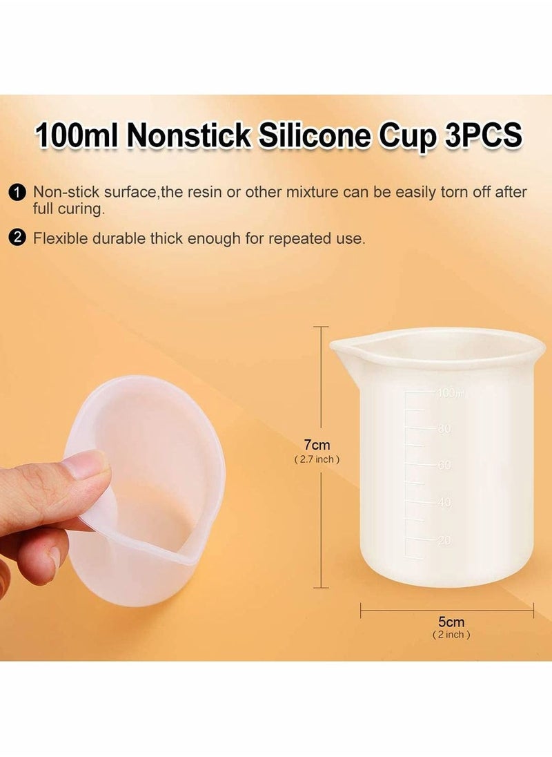 Excefore - 3Pcs Mixing Cups for Resin Silicone Measuring Cups - Mixing Resin Stain Epoxy Paint Silicone Measuring Cups for Resin 100ml Mixing Cups Mixing Cups for Resin Silicone Measuring Cups - Image 1