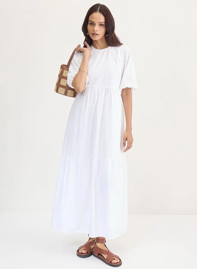 Femmella  Femmella White Cotton Tiered Maxi Dress for Women | Best Price UAE