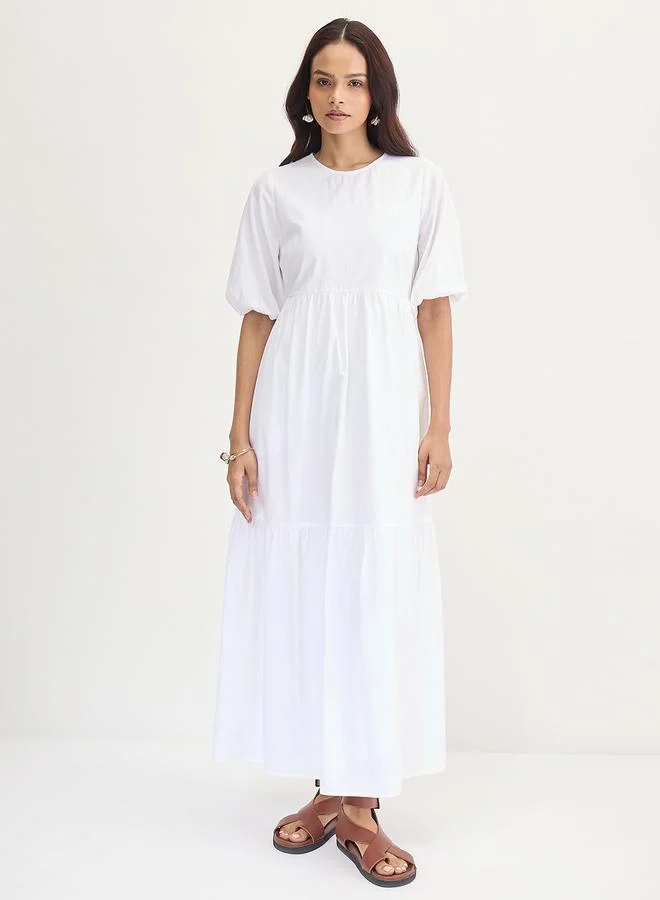 Femmella  Femmella White Cotton Tiered Maxi Dress for Women | Best Price UAE