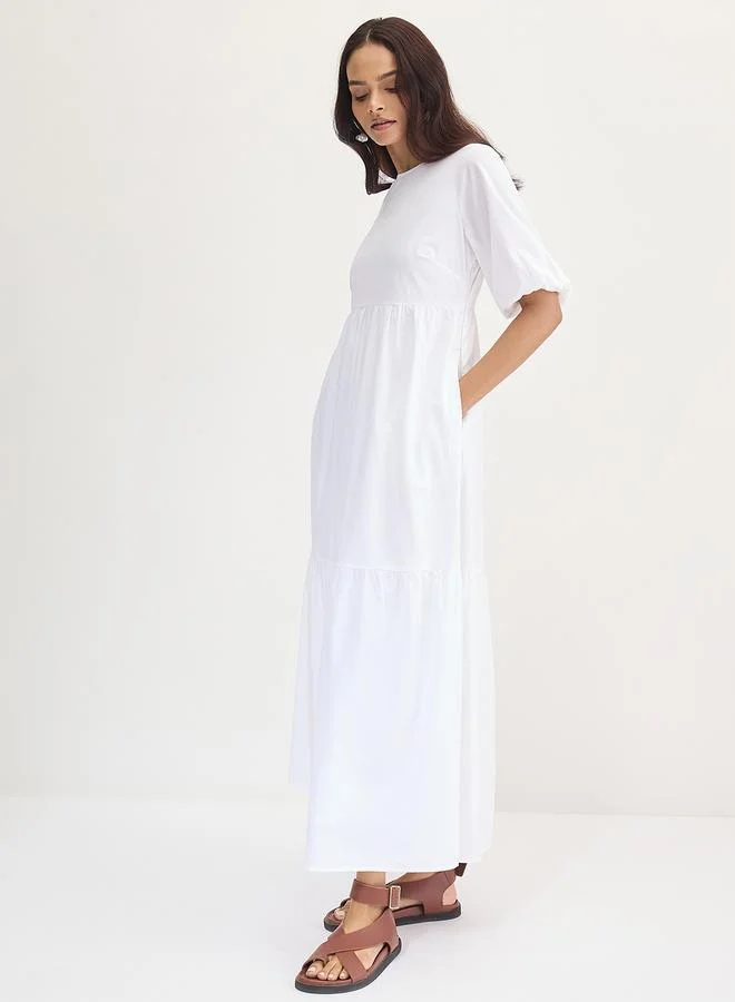 Femmella  Femmella White Cotton Tiered Maxi Dress for Women | Best Price UAE