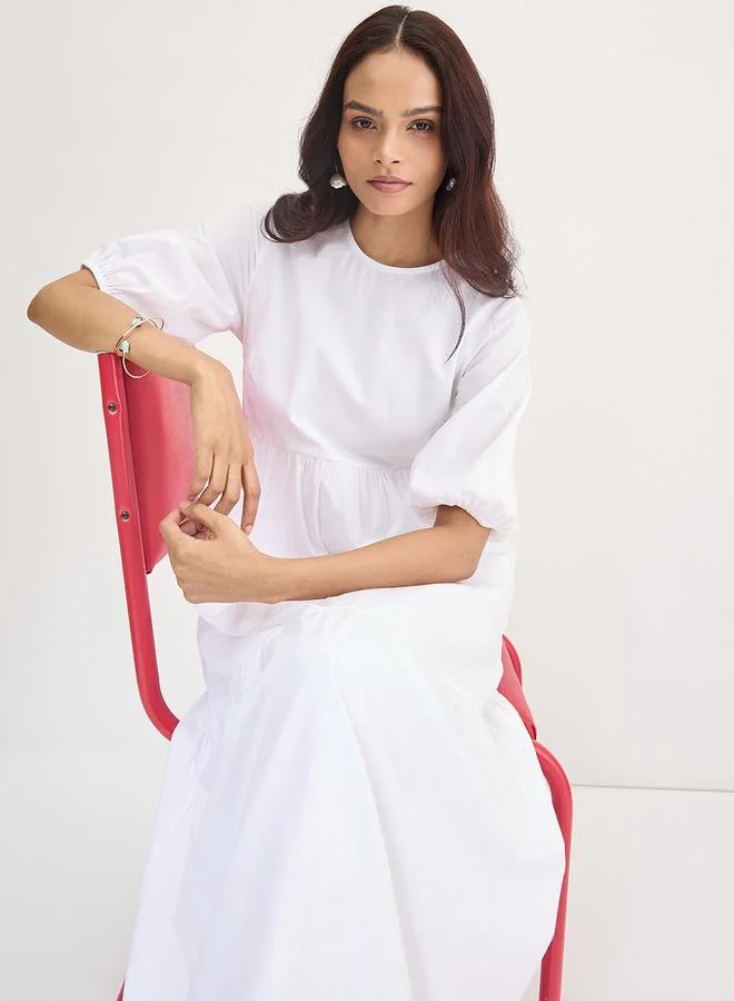 Femmella  Femmella White Cotton Tiered Maxi Dress for Women | Best Price UAE