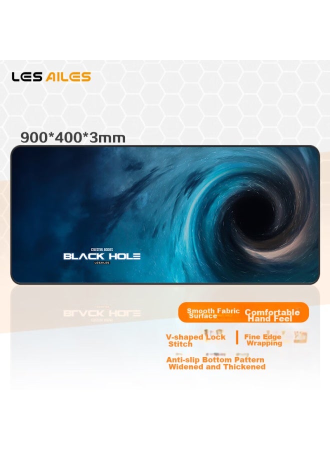 Lesailes Feidun Lesailes Vortex Galaxy Gaming Mouse Pad, Extra Large, Thickened With Locking Edges, Office Computer Desk Pad, Blue And Black, 900*400*3mm - Image 1