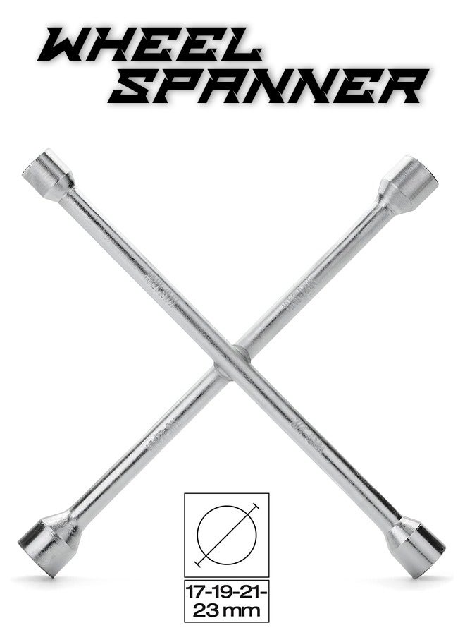Generic Cross Wheel Spanner, Heavy-Duty Tire Wrench with 17mm, 19mm, 21mm, 23mm Socket Sizes – Ideal for Car Wheel Lug Nuts  - Image 1