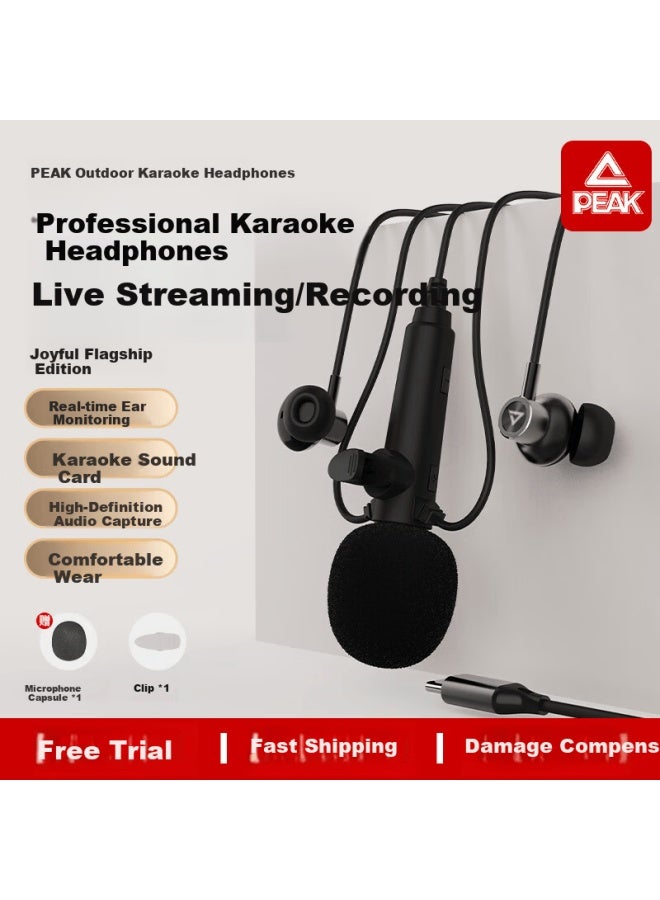 Peak New K-singing Headset Dedicated Microphone Sound Card Ear Return Wired Type-c Singing Mobile Phone Recording All-in-one Device - Image 1