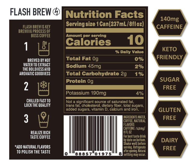 BOSS Coffee by Suntory - Japanese Flash Brew Original Black Coffee, 8oz 12 Pack, Imported from Japan, Espresso Doubleshot, Ready to Drink, Keto Friendly, Vegan, No Sugar, No Dairy - Image 1