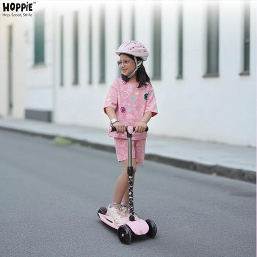 Hoppie Kids Scooter Age 3–6 Years | 3-Wheel Kick Scooter with Helmet Combo (Unicorn, Pink) | Foldable | Adjustable Height | Anti-Slip Deck | Stable Lean-to-Steer Toddler Scooter for Boys & Girls - Image 2