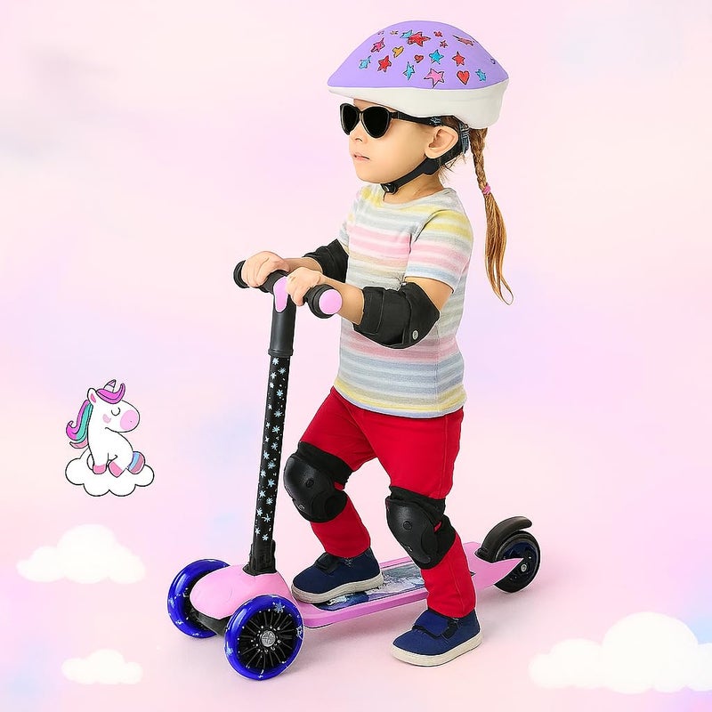 Hoppie Kids Scooter Age 3–6 Years | 3-Wheel Kick Scooter with Helmet Combo (Unicorn, Pink) | Foldable | Adjustable Height | Anti-Slip Deck | Stable Lean-to-Steer Toddler Scooter for Boys & Girls - Image 4