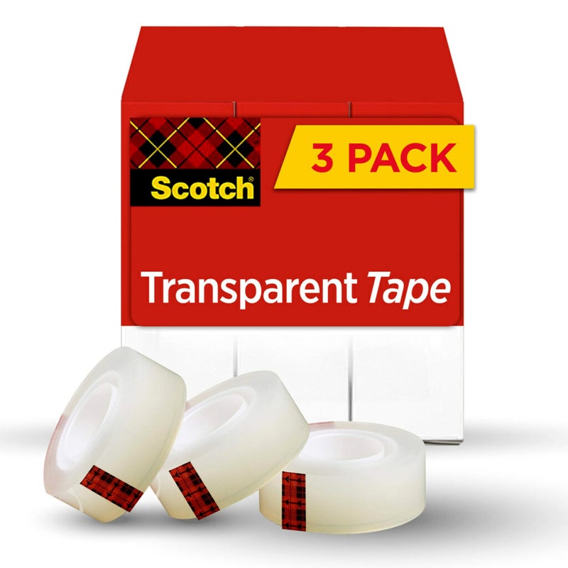 Scotch Transparent Tape, 3/4 in x 1000 in, 3 Boxes/Pack (600K3) - Image 1