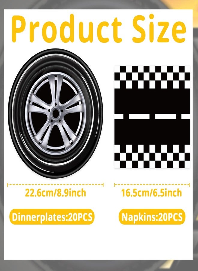 T-Antrix 40 Pcs Race Car Plates And Napkins Party Supplies, Race Car Birthday Decorations Disposable Paper Tableware Set for Boys Kids Birthday Party Serves 20 - Image 2