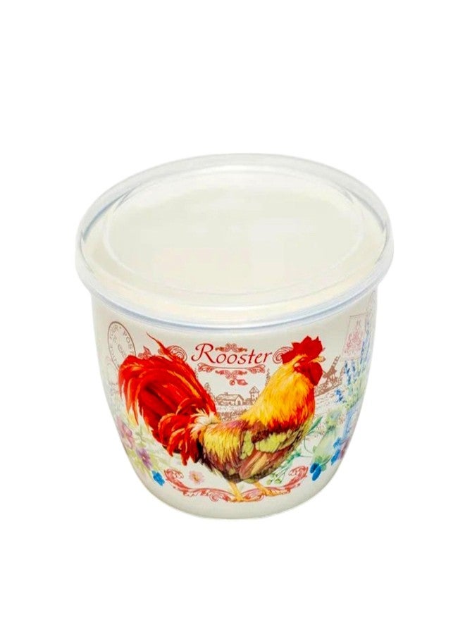 Metalac Enamelware Bowl Gourmet Enameled Steel Bowl with Lid Serving Bowl Mixing Bowl (Golden Rooster, 2.4 L) - Image 3