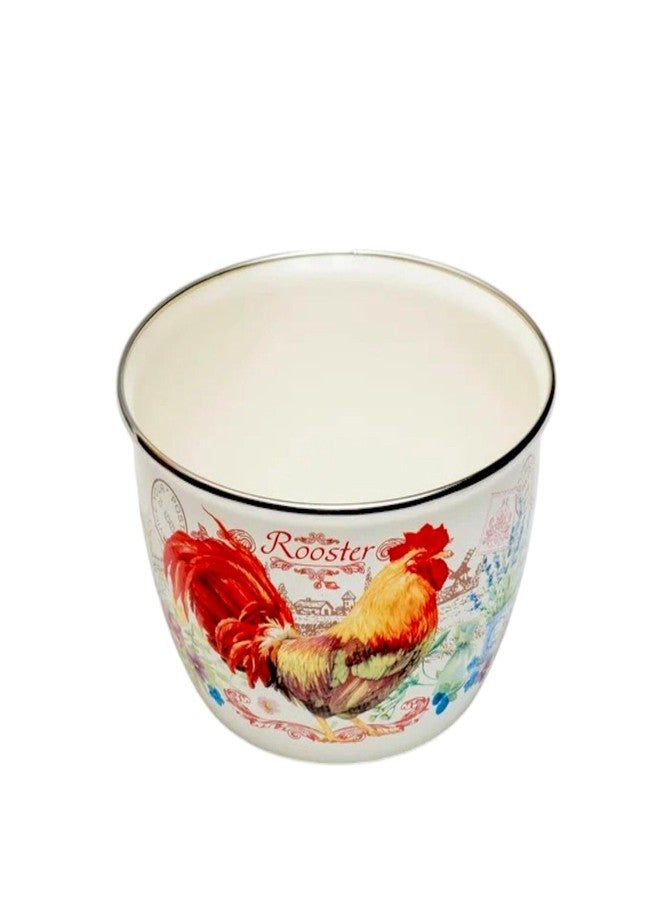 Metalac Enamelware Bowl Gourmet Enameled Steel Bowl with Lid Serving Bowl Mixing Bowl (Golden Rooster, 2.4 L) - Image 4