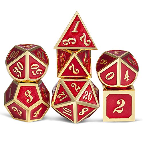 DNDND Ruby Red DND Metal Dice DnDnD 7PCS Metallic DD Dice Set for Dungeons and Dragons Game - Image 1