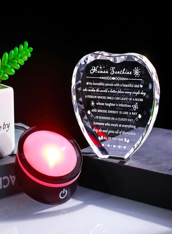 YWHL لوحة كريستالية بقاعدة LED بتصميم "شمس بشرية" - هدايا ملهمة للنساء والرجال، هدايا شكر وتقدير للمعلمين وزملاء العمل، لوحة ديكور مكتبية منزلية بتصميم "شمس بشرية" - Image 5