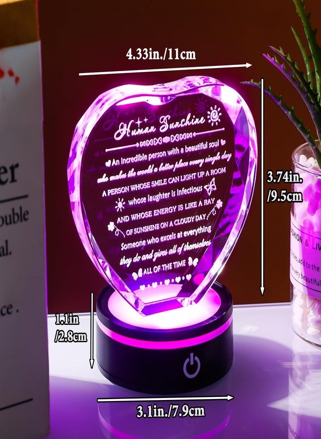 YWHL لوحة كريستالية بقاعدة LED بتصميم "شمس بشرية" - هدايا ملهمة للنساء والرجال، هدايا شكر وتقدير للمعلمين وزملاء العمل، لوحة ديكور مكتبية منزلية بتصميم "شمس بشرية" - Image 3