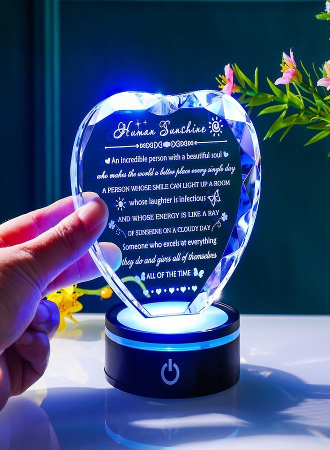 YWHL لوحة كريستالية بقاعدة LED بتصميم "شمس بشرية" - هدايا ملهمة للنساء والرجال، هدايا شكر وتقدير للمعلمين وزملاء العمل، لوحة ديكور مكتبية منزلية بتصميم "شمس بشرية" - Image 4