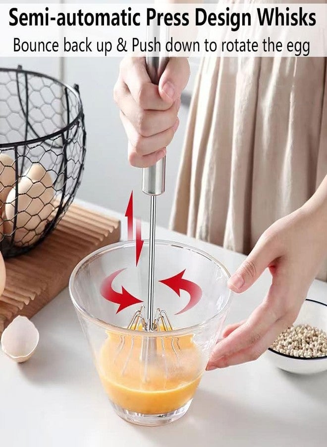 GaxQuly Stainless Steel Hand Blender for Kitchen Butter Milk & Lassi Maker Egg Beater Hand Push Manual Whisk for Juices, Shakes, Frother/Cream/Coffee/Cake Mixing Everyday Cooking (Silver) - Image 3