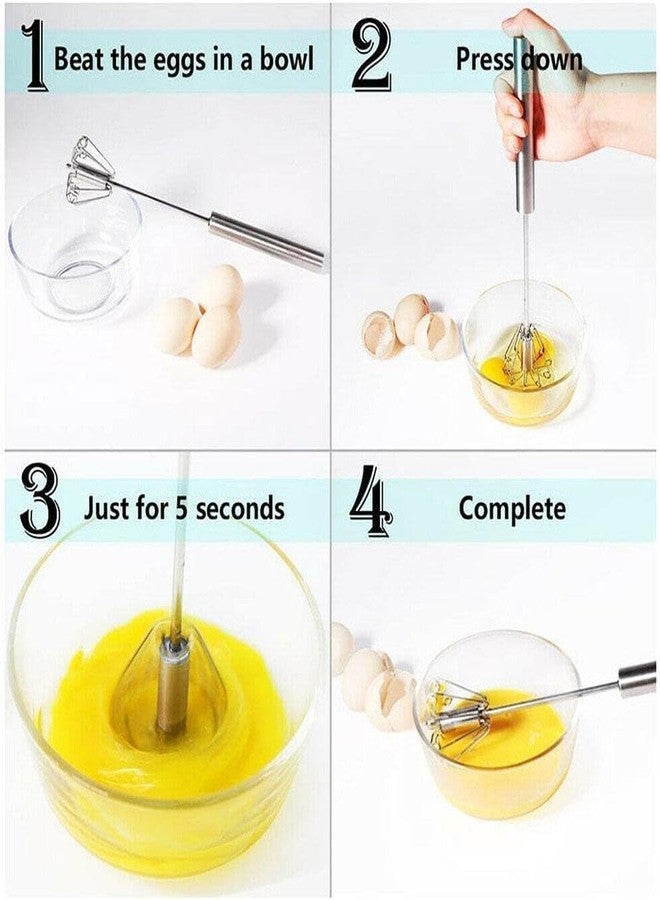 GaxQuly Stainless Steel Hand Blender for Kitchen Butter Milk & Lassi Maker Egg Beater Hand Push Manual Whisk for Juices, Shakes, Frother/Cream/Coffee/Cake Mixing Everyday Cooking (Silver) - Image 5