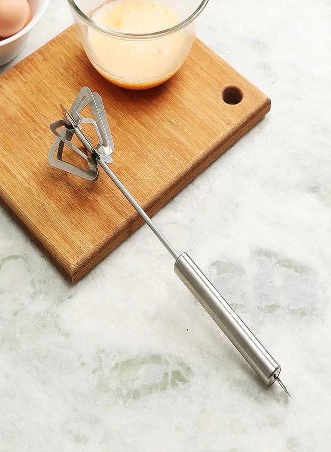 GaxQuly Stainless Steel Hand Blender for Kitchen Butter Milk & Lassi Maker Egg Beater Hand Push Manual Whisk for Juices, Shakes, Frother/Cream/Coffee/Cake Mixing Everyday Cooking (Silver) - Image 1