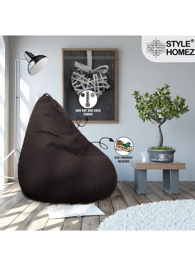Style Homez Style Homez ORGANIX Collection, Classic Bean Bag XXL Size Chocolate Brown Color in Organic Jute Fabric, Cover Only - Image 2