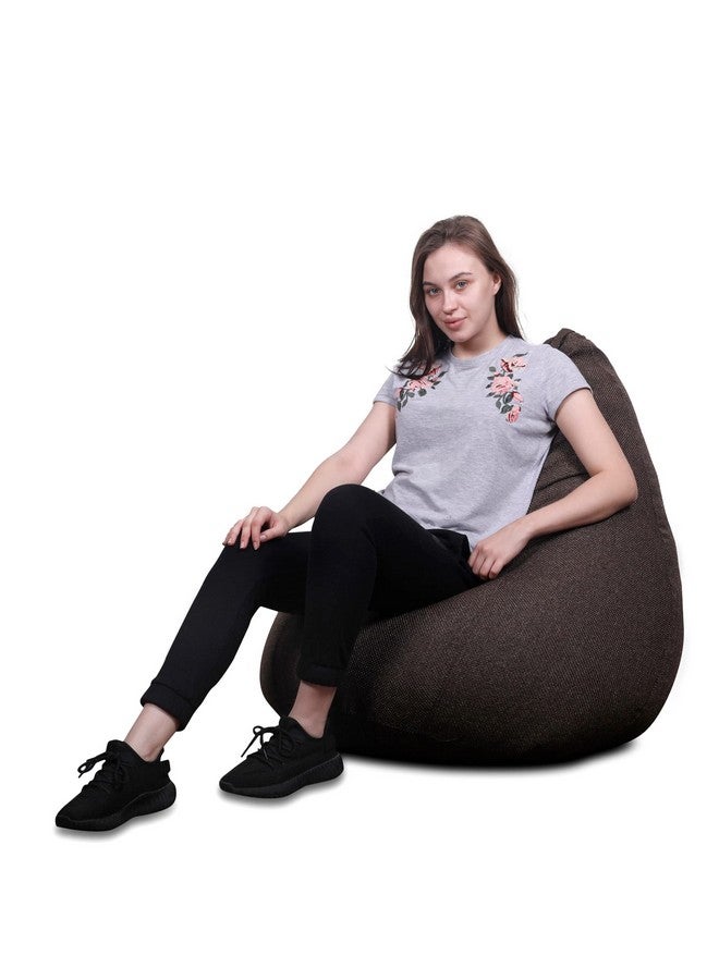 Style Homez Style Homez ORGANIX Collection, Classic Bean Bag XXL Size Chocolate Brown Color in Organic Jute Fabric, Cover Only - Image 3
