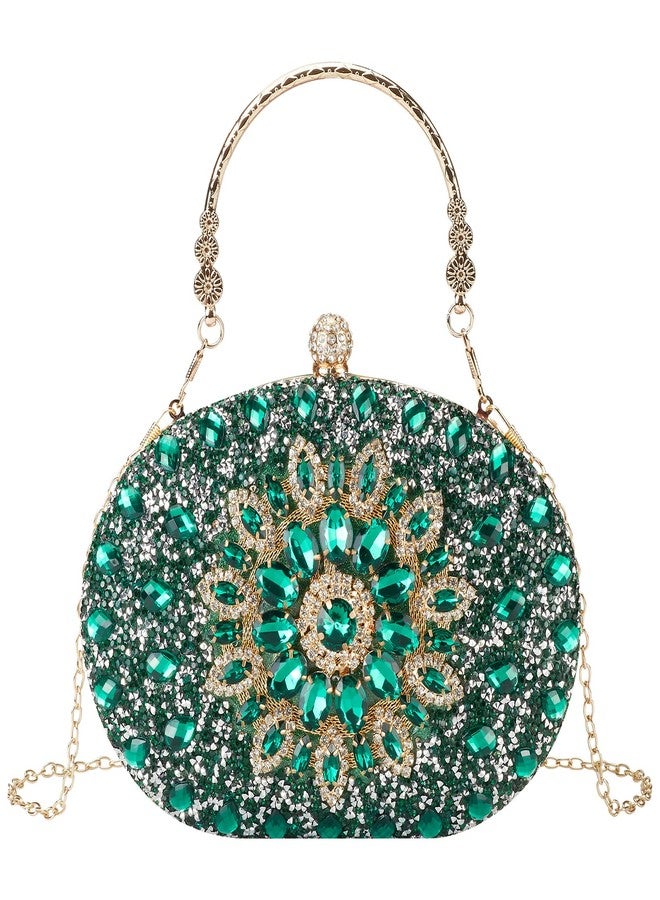 Suhatjia Rhinestone Evening Clutch Purses for Women Evening Weddings,Party Purses Crystal Diamond Glitter Sparkly Handbag, Emerald Green, 8 x 5.5 x 2.3 inches - Image 1
