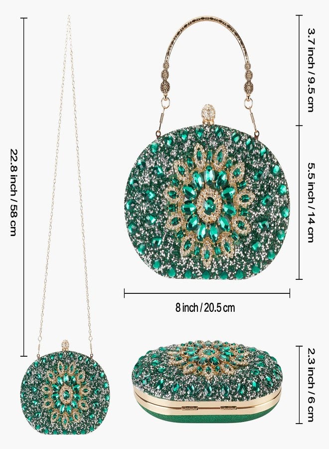 Suhatjia Rhinestone Evening Clutch Purses for Women Evening Weddings,Party Purses Crystal Diamond Glitter Sparkly Handbag, Emerald Green, 8 x 5.5 x 2.3 inches - Image 4