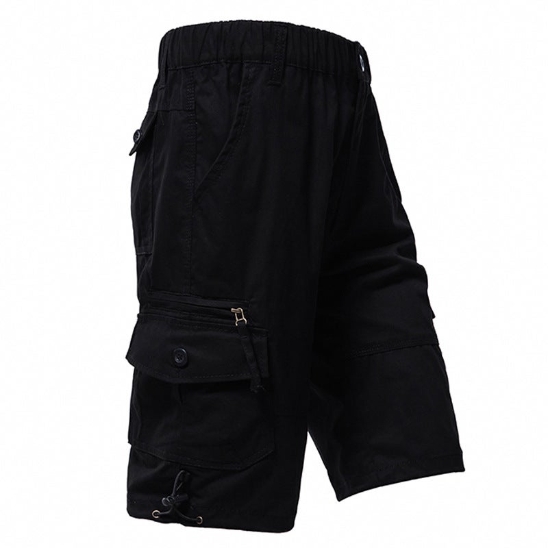 Mens Cotton Multi-Pocket Cargo Shorts 003 khaki - Image 2