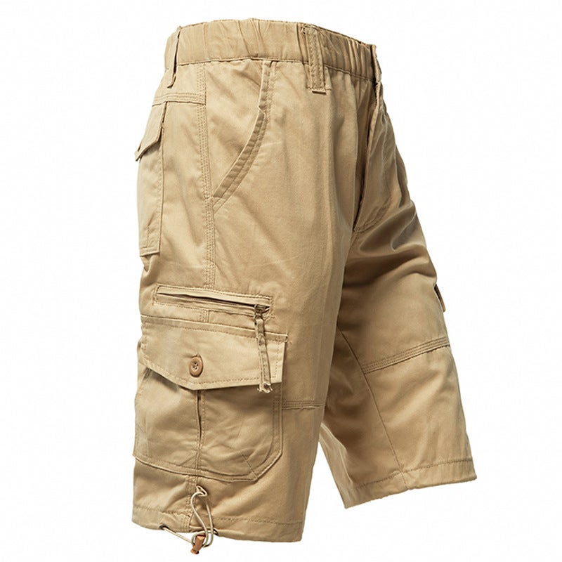 Mens Cotton Multi-Pocket Cargo Shorts 003 khaki - Image 1