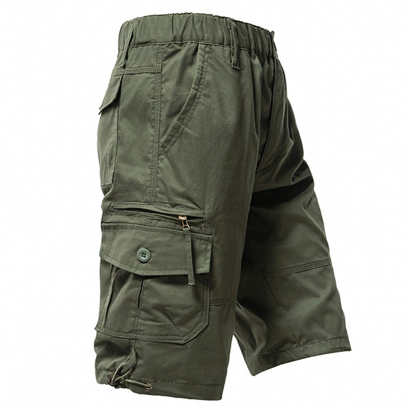 Mens Cotton Multi-Pocket Cargo Shorts 003 khaki - Image 5