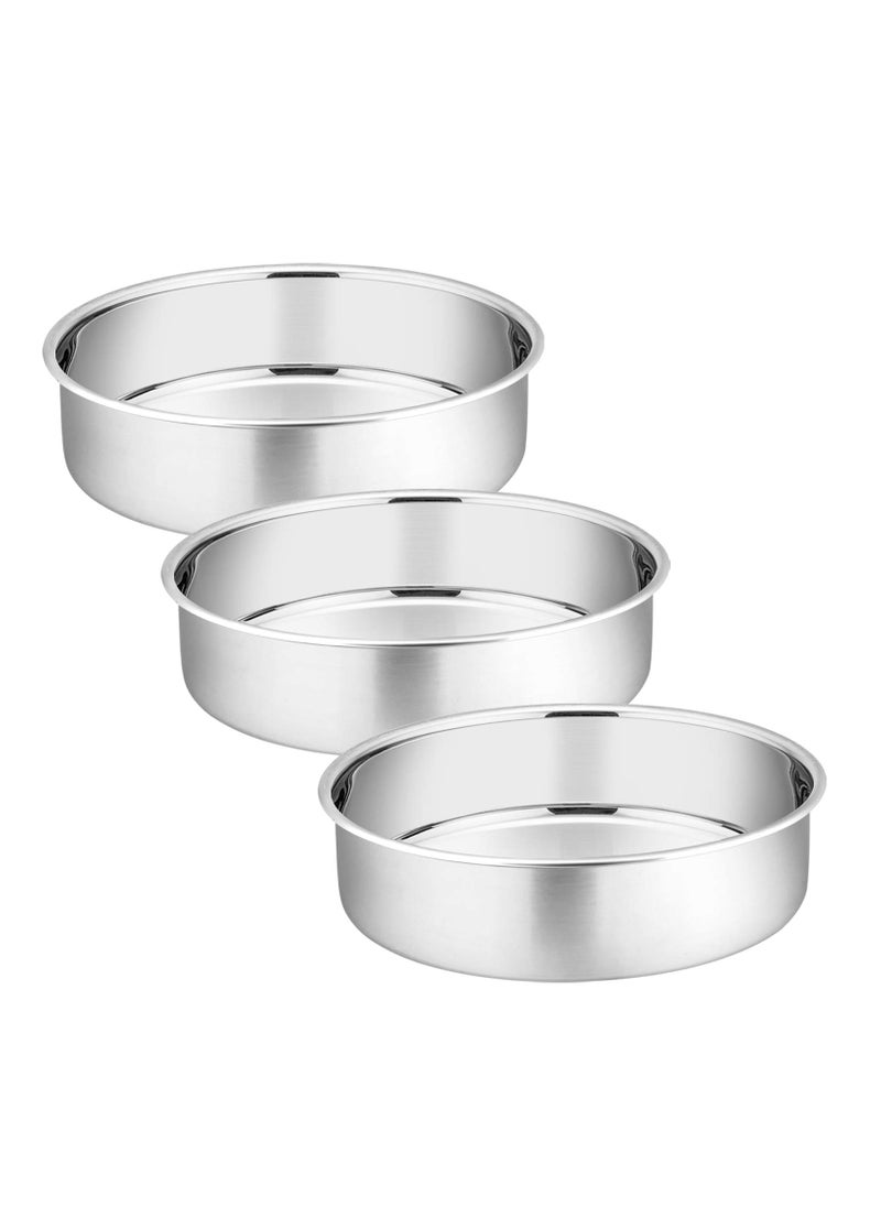 P&P CHEF PP CHEF Round Cake Pan Set of 3 Stainless Steel Round Baking Layer Pans Bakeware for Layer Birthday Cake Fit OvenPotsPressure Cooker Leakproof  Dishwasher Safe 6 Inch 