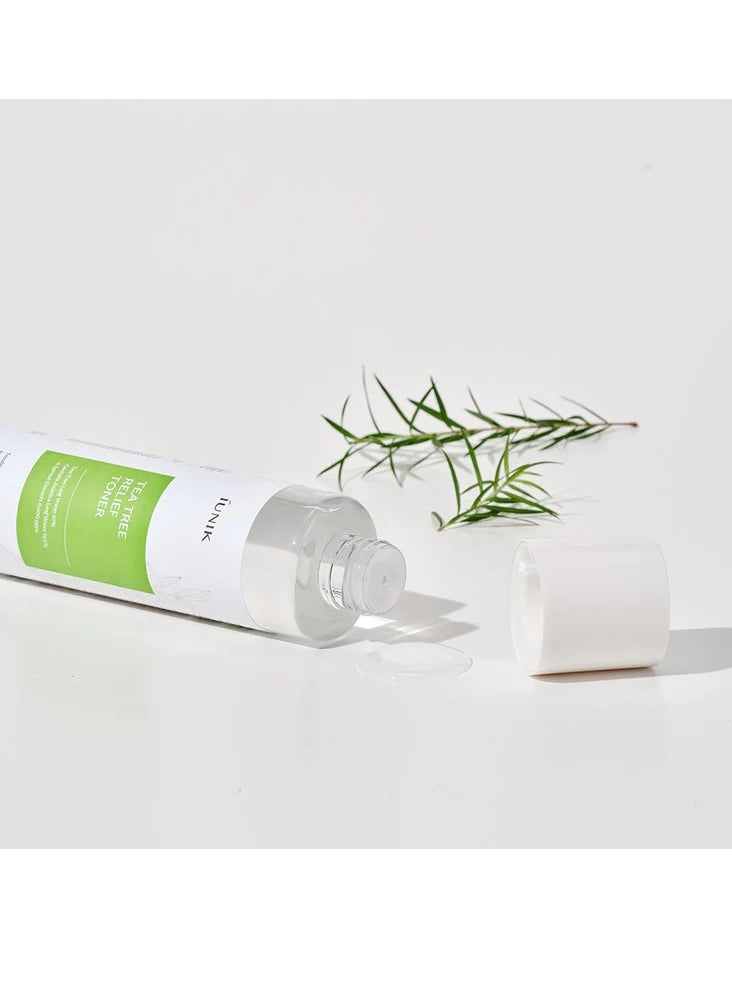 iUNIK - Tea Tree Relief Vegan Face Toner - Facial Moisturizer Acne-Prone Irritated Skin w Tea Tree 67% Centella Asiatica 19.5% 6.7 Fl OZ Sensitive Skin Breakout Rosacea Blemish Plant-Based Ingredients - Image 1