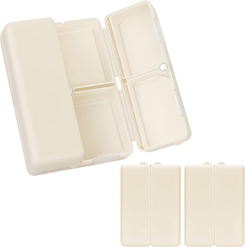 FYY Daily Pill Organizer,2 Pcs 7 Compartments Portable Pill Case Travel Pill Organizer,[Folding Design] Pill Box for Purse Pocket to Hold Vitamins,Cod Liver Oil,Supplements and Medication-White - Image 1
