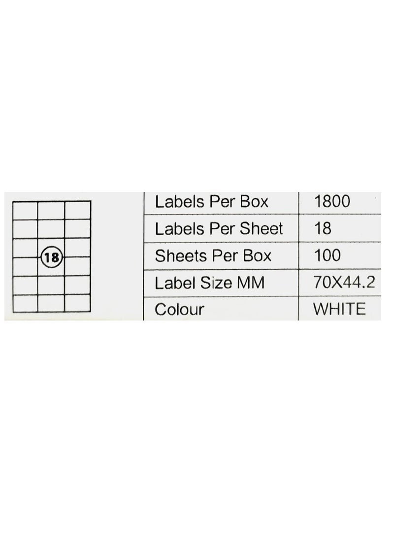 Solo Multi Purpose Laser Labels Sheet, (18 Sticker x 100 Sheets),Paper Size: A4, Sticker Size (70mm x 44.2mm) - Image 2