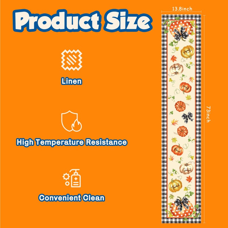 OHOME Thanksgiving Decorations - Thanksgiving Table Runner | Thanks Giving Table Decor | Friendsgiving Party Decorations Centerpieces Supplies Essentials for Room Office Indoor - Image 2