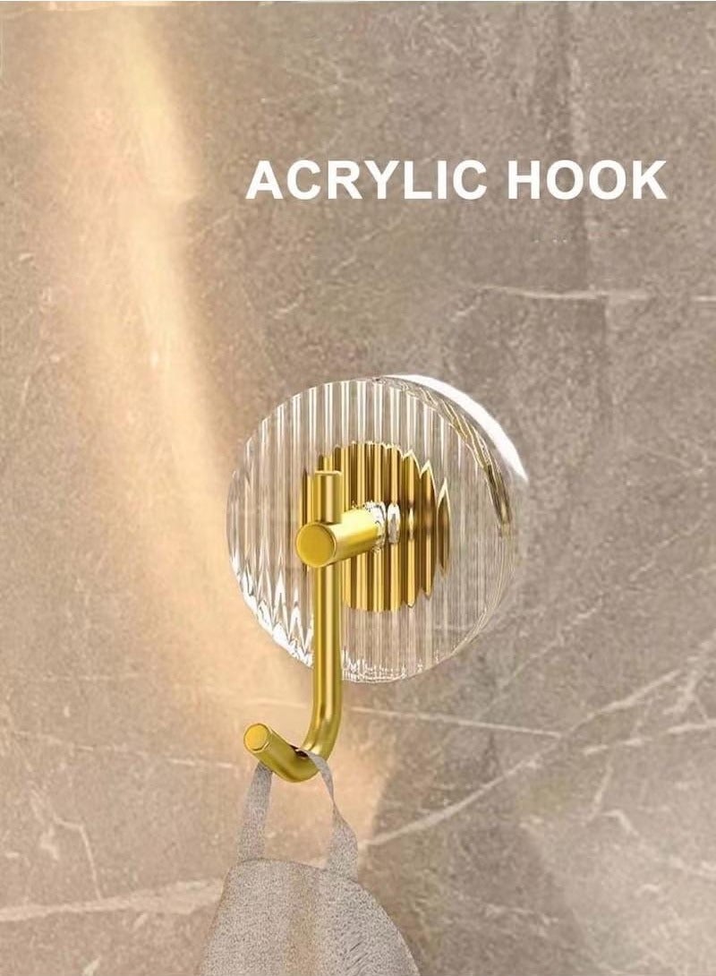 Heavy Duty Adhesive Hooks,4 Pieces Waterproof Towel Hanger Hooks For Bathroom Accessories,Acrylic Hooks For Wall,Self Adhesive Wall-mounted Hooks Golden - Image 5