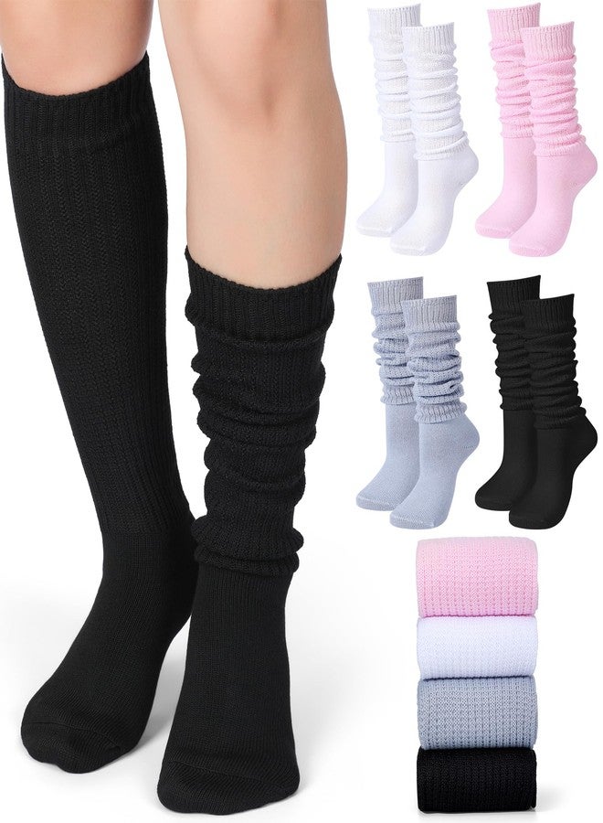 فابيان جوارب فابين الطويلة المترهلة، 4 أزواج، جوارب يابانية فضفاضة، جوارب قطنية واسعة للنساء والفتيات - Image 1