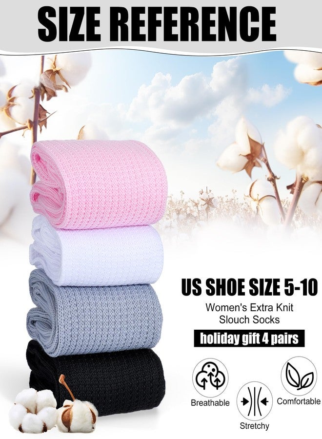 فابيان جوارب فابين الطويلة المترهلة، 4 أزواج، جوارب يابانية فضفاضة، جوارب قطنية واسعة للنساء والفتيات - Image 5