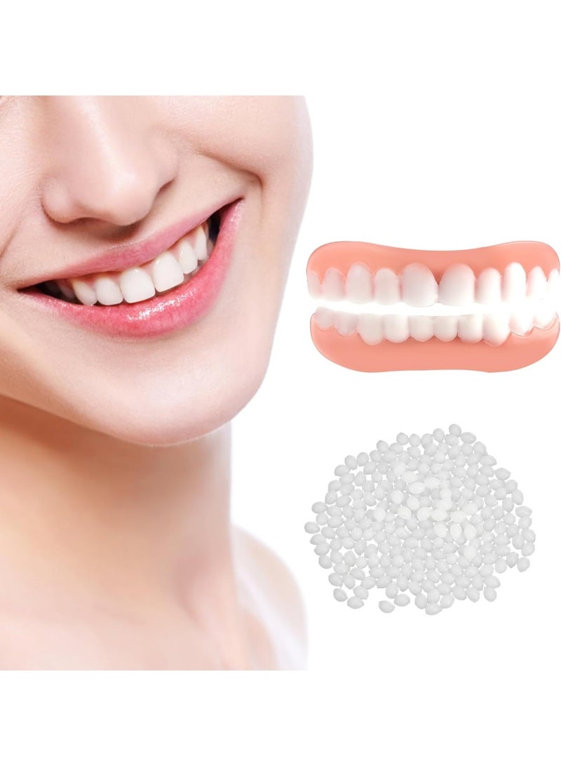 طقم أسنان مريح سهل التركيب للأسنان العلوية والسفلية، أبيض، غطاء تجميلي طبيعي المظهر لابتسامة خالية من العيوب وواثقة، زوج واحد - Image 1