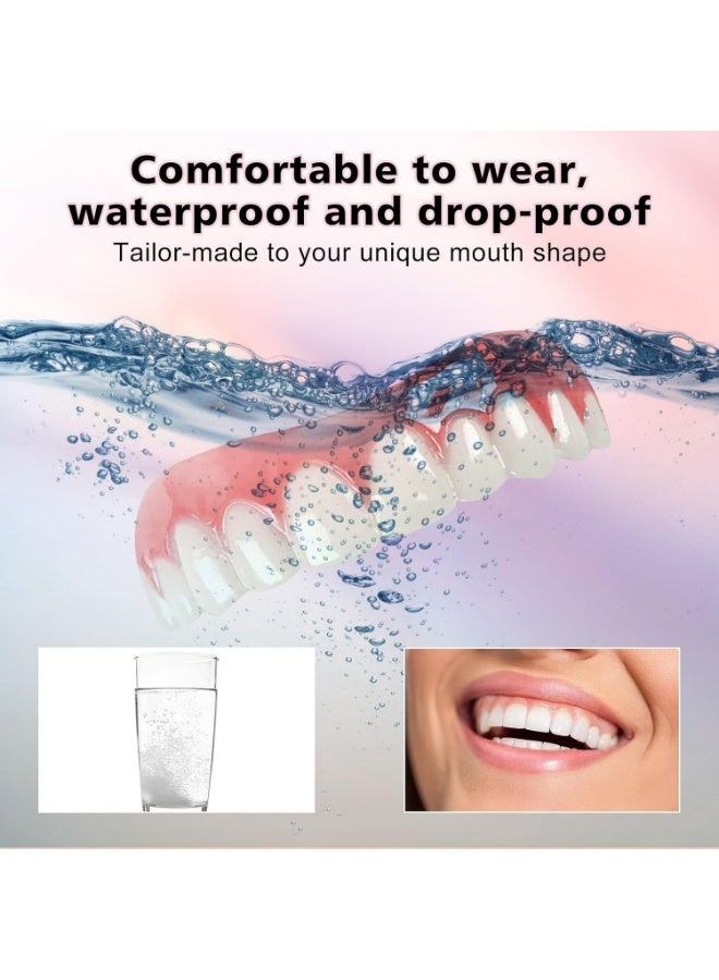 طقم أسنان مريح سهل التركيب للأسنان العلوية والسفلية، أبيض، غطاء تجميلي طبيعي المظهر لابتسامة خالية من العيوب وواثقة، زوج واحد - Image 5