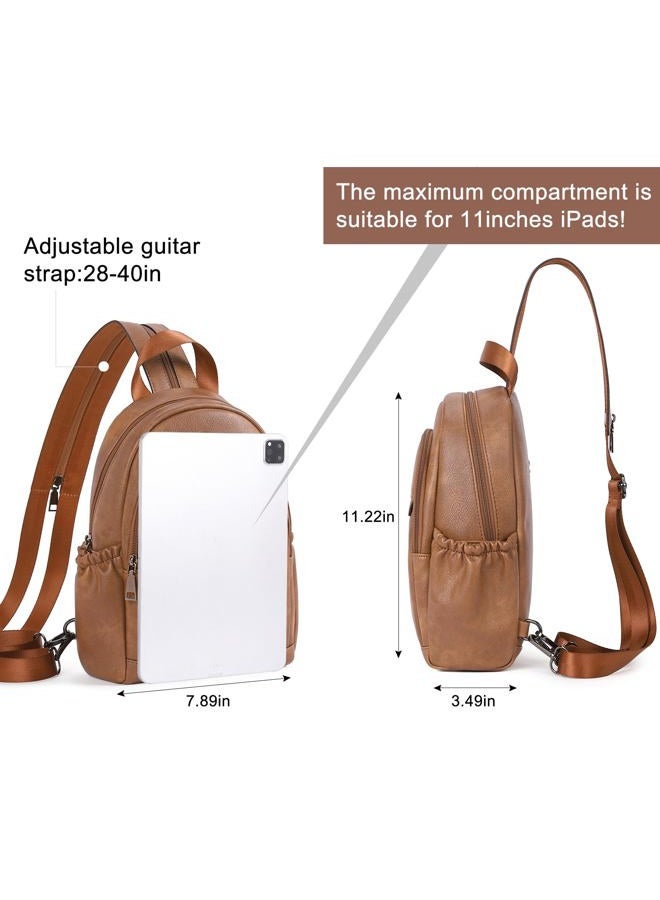 CLUCI Sling Bag for Women Leather Women's Backpack Small Convertible Backpack Purse Crossbody Bag for Travel, 0-3 Brown, Small, Casual - Image 4