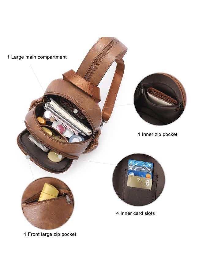 CLUCI Sling Bag for Women Leather Women's Backpack Small Convertible Backpack Purse Crossbody Bag for Travel, 0-3 Brown, Small, Casual - Image 5