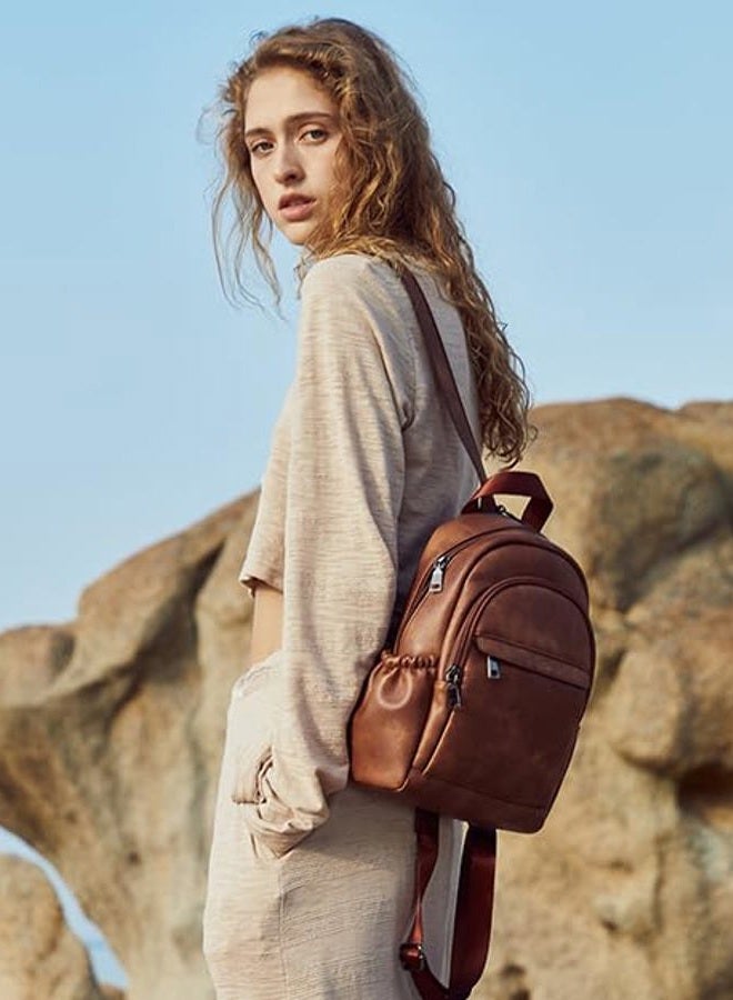 CLUCI Sling Bag for Women Leather Women's Backpack Small Convertible Backpack Purse Crossbody Bag for Travel, 0-3 Brown, Small, Casual - Image 2
