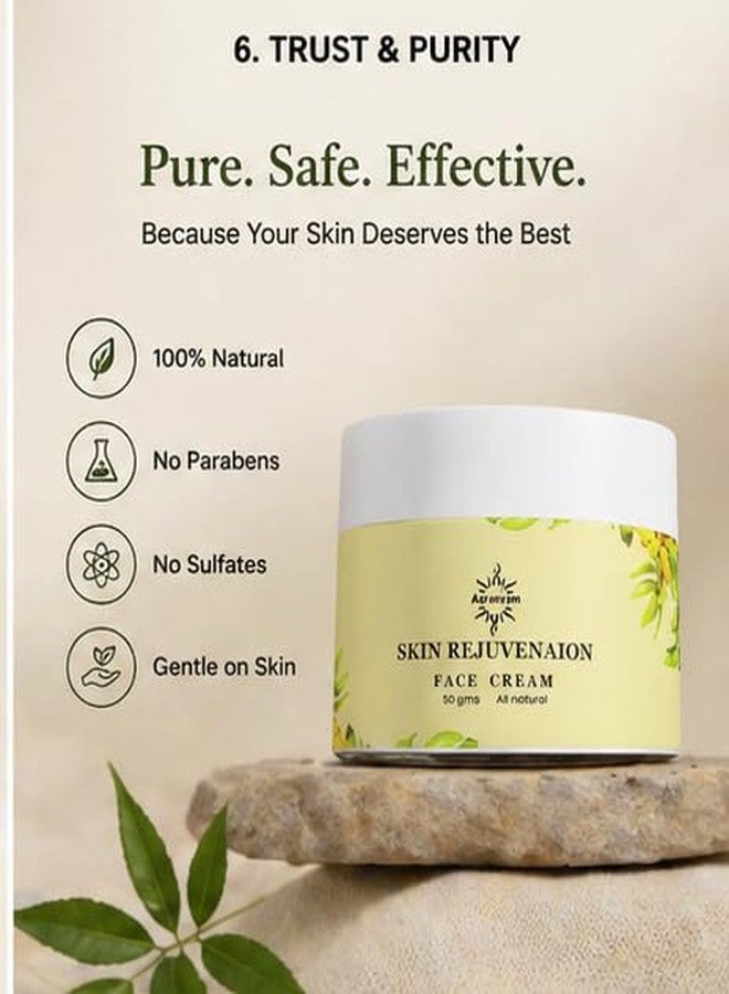 Aaranyam Rejuvenating Face Cream | Natural Anti Aging Moisturizer for Glowing Complexion | Ayurvedic Herbal Formula | Hydrating & Repair Cream for Dry & Dull Skin | 50g - Image 3